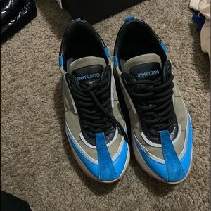 Jimmy Choo Blue, Black & Olive Green Low-Top Sneakers